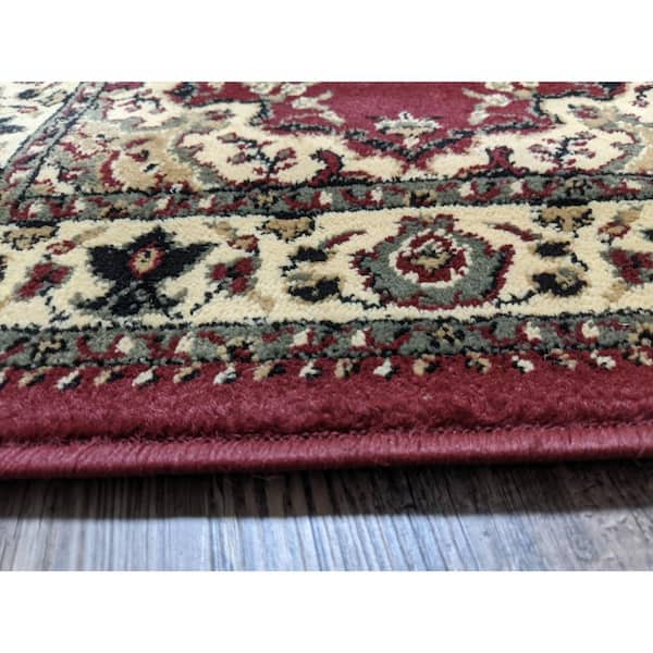 Castello Burgundy 2 ft. x 7 ft. Traditional Oriental Medallion Area Rug