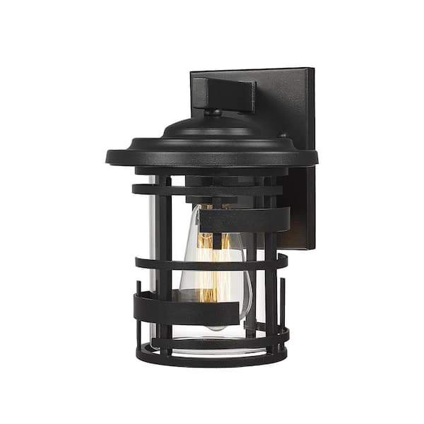 JAZAVA 1-Light Black Small Farmhouse Outdoor lighting fixture Wall Lantern Sconce For Porch Light