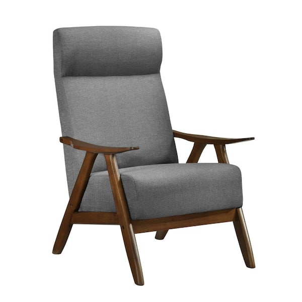 Benjara Gray and Brown Polyester Arm Chair with Attached Back and Loose Cushioned Seat