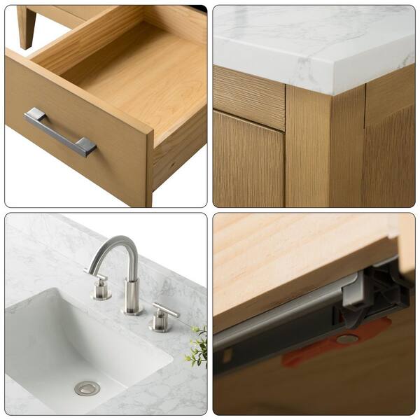 watageum マーブル34 Vanity Art 60 in. W x 22 in. D x 34 in. H Double Sink
