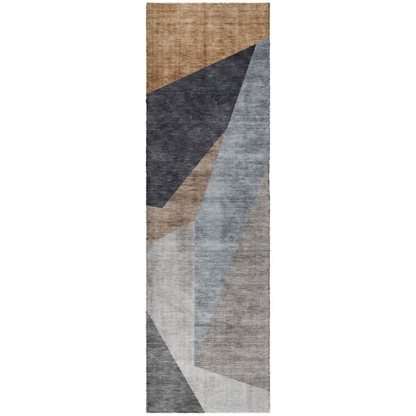 Dream Shag Premium Machine Washable Abstract ADS715 Taupe 2 ft. x 7 ft. Runner Rug