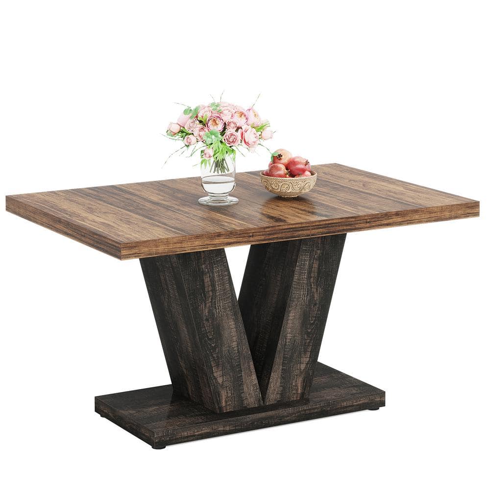 Rustic Black and Brown Reclaimed Wood Dining Table, 47-Inch