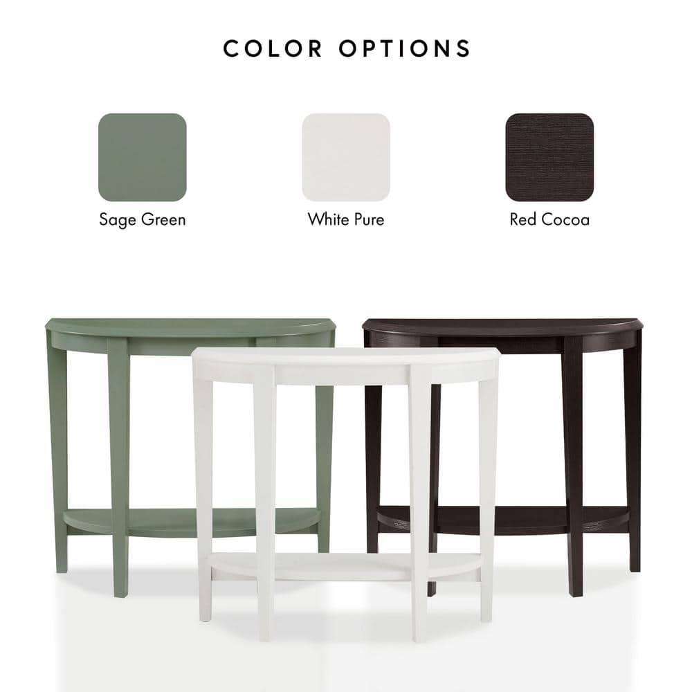 Espresso Brown Wood Semi-Circle Hallway Table with Storage Shelf