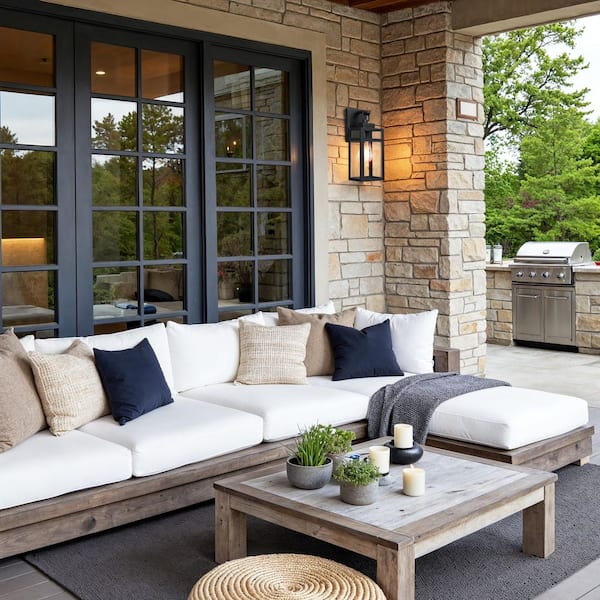 1-Light Matte Black Outdoor Hardwired Porch Light Wall Sconcec Lantern with No Bulb Included