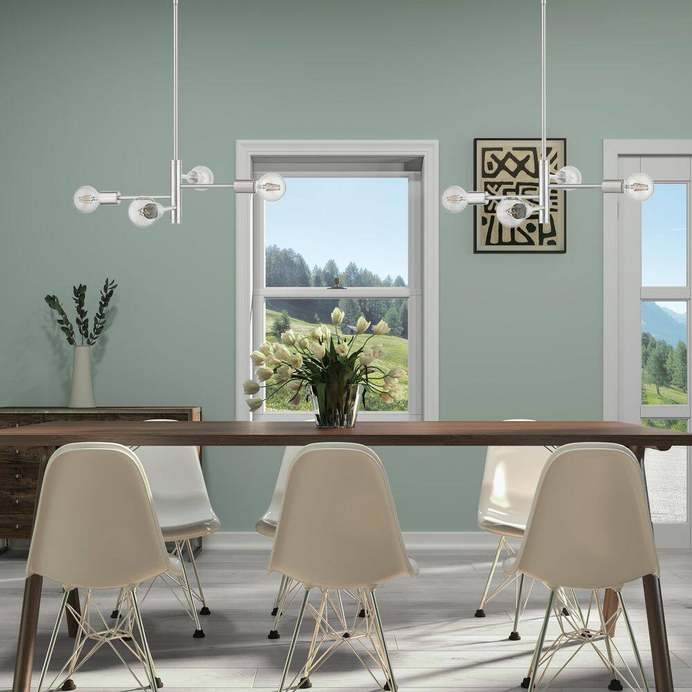 Bannister Contemporary 4-Light Asymmetrical Chandelier in Brushed Nickel