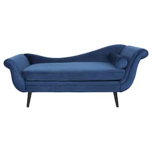 69 in. Navy Blue Modern Chaise Lounge for Bedroom Office Living Room with Turquoise Velvet Fabric