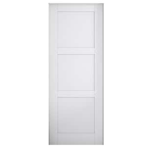 30 in. x 80 in. Paneled Blank 3-Lite Left Handed White Solid Core MDF Prehung Door with Quick Assemble Jamb Kit