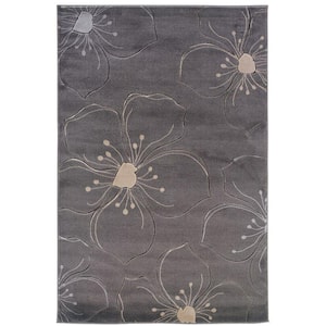 Milan Collection Grey and Ivory 8 ft. x 10 ft. Indoor Area Rug
