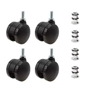 2 in. Black Furniture Swivel Caster with 440 lbs. Load Rating for 3/4 in. Round, 16 up to 18 gauge tubing (4-Pack)