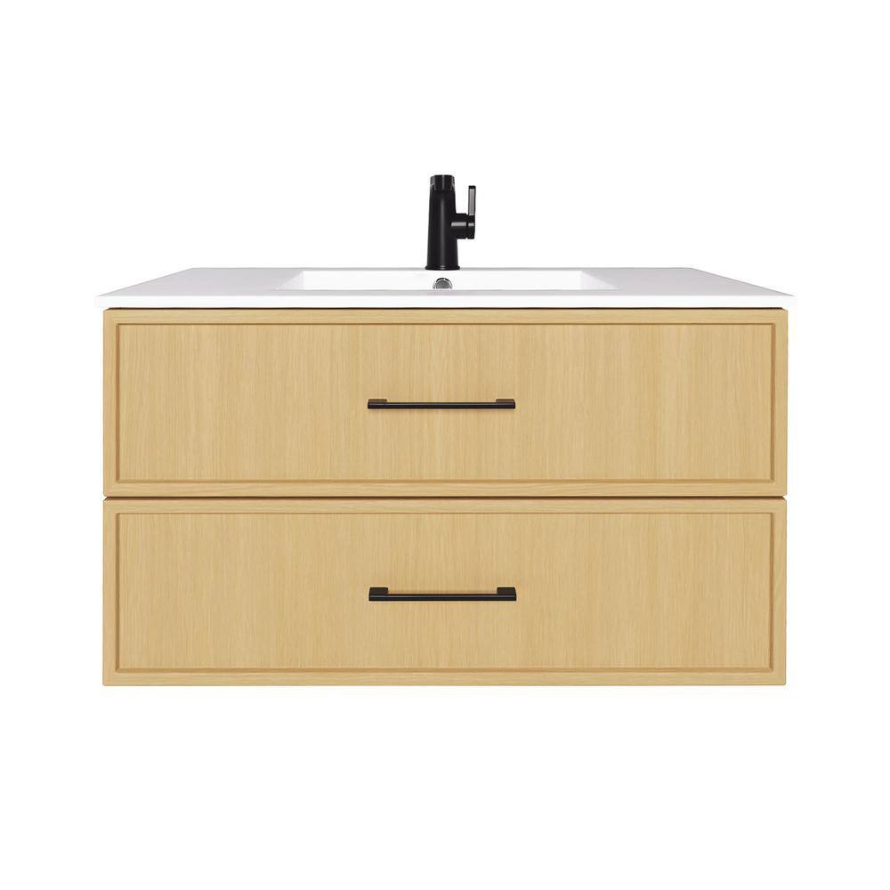 Cassidy 36" Natura Wall-Mounted Vanity with Cultured Marble Top