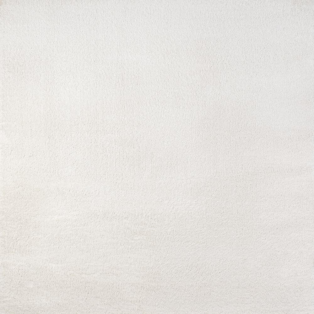 Cream Synthetic Reversible Stain-Resistant 5 ft. Square Area Rug