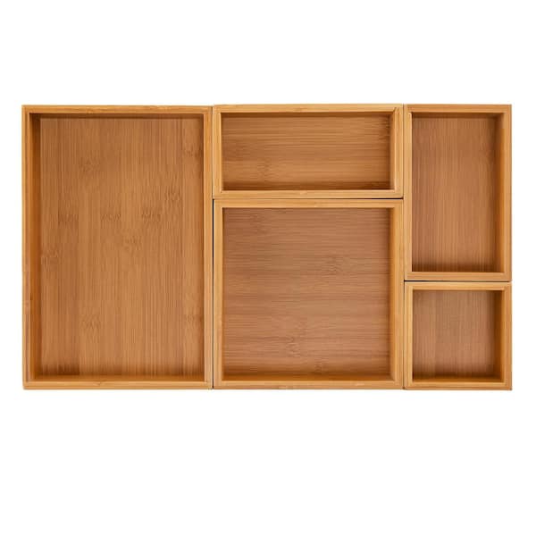 Seville Classics 5-Piece Bamboo Storage Box Drawer Organizer Set BMB17053 -  The Home Depot