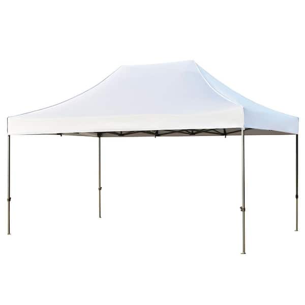 10 ft. x 15 ft. White Heavy Duty Pop Up Canopy Tent with 4 Sidewalls, 3 Height Adjustable for Weddings, Events, Backyard