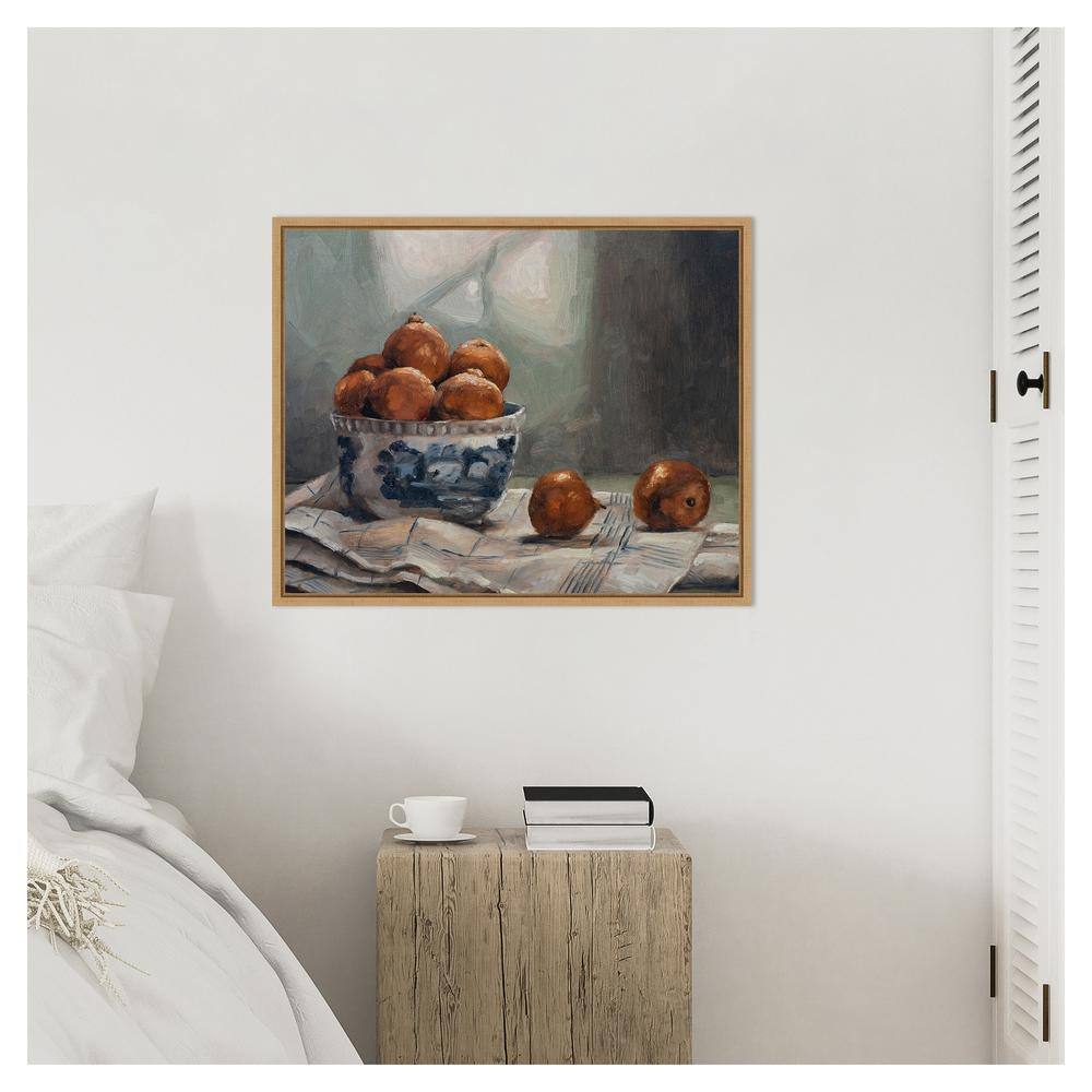 A Dish of Fruit IV Realism Canvas Print with Maple Frame