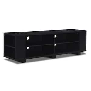 59 in. Black TV Stand Fits TV's up to 65 in. with Adjustable Shelves and Cable Holes