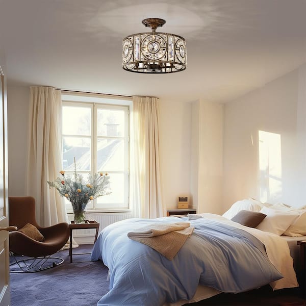 Warehouse of Tiffany Sigyn 14.1 in. 4-Light Indoor Antique Bronze