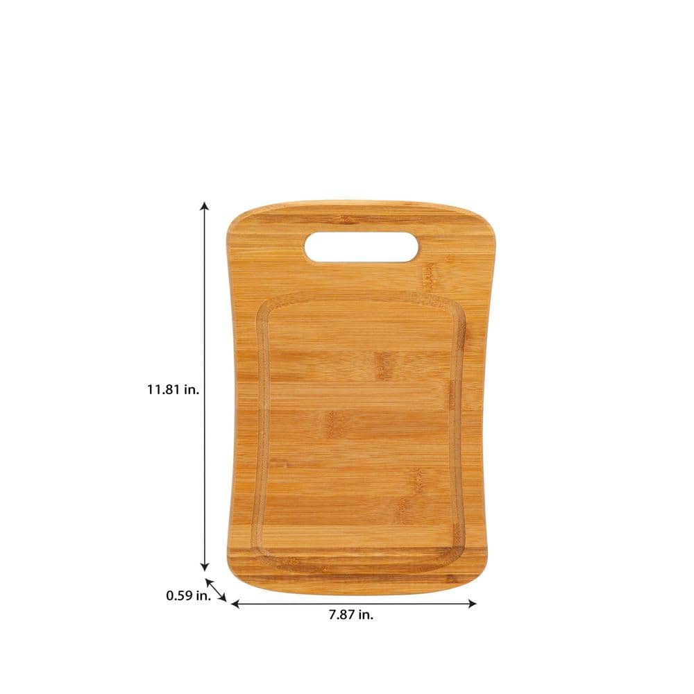 Medium Natural Bamboo Rectangular Cutting Board with Handle