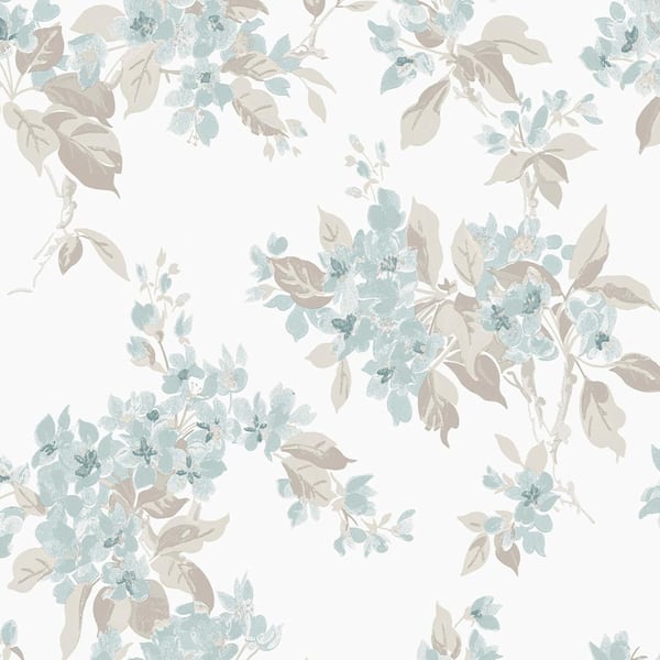 Laura Ashley Apple Blossom Duck Egg Non Woven Unpasted Removable Wallpaper