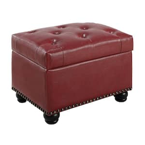 Designs4Comfort 5th Avenue Burgundy Faux Leather Storage Ottoman