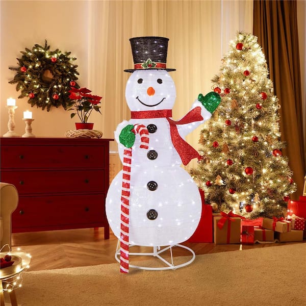 Costway 5 ft. Pre-lit Christmas Snowman Pop-up Xmas Holiday