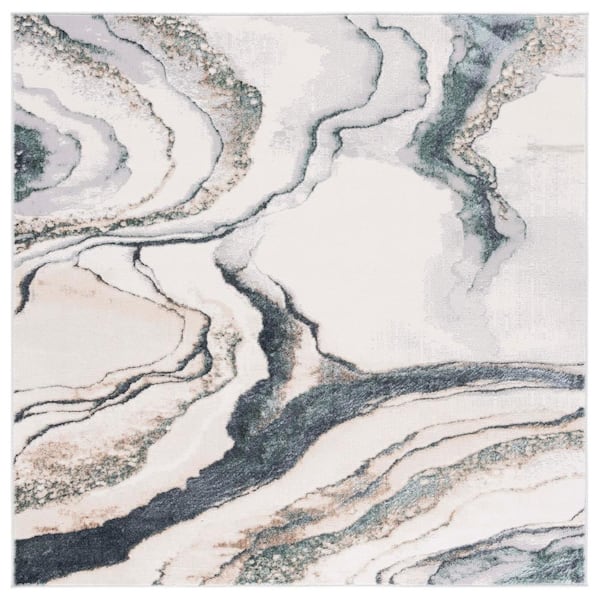 SAFAVIEH Alenia Gray/Blue 7 ft. x 7 ft. Agate 2-Toned Square Area Rug