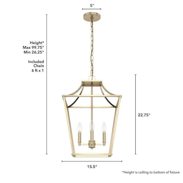 Hunter - Laurel Ridge 4 Light Alturas Gold Lantern Pendant Light Kitchen Light