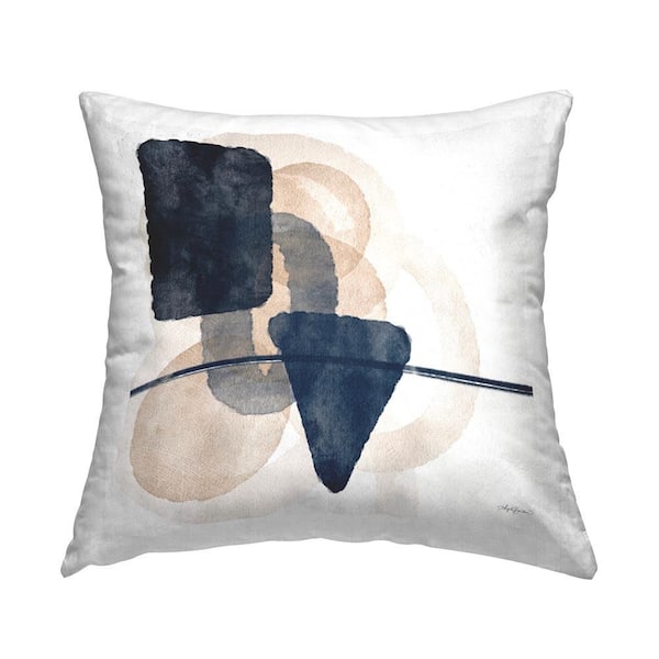 Stupell Industries Various Shapes Layered Off-White Geometric Polyester 18 in. x 18 in. Throw Pillow