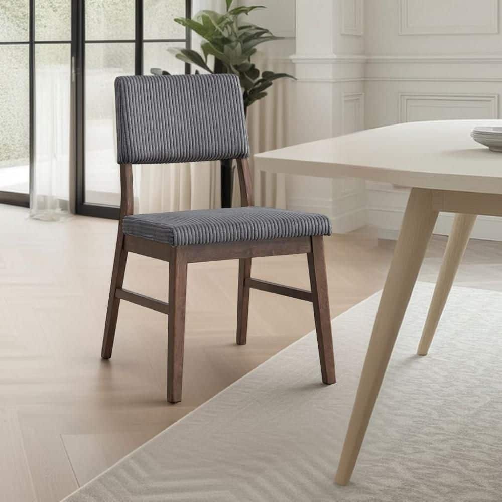 Koen Dark Gray and Walnut Brown Fabric Solid Back, Upholstered Back Dining Side Chair (Set of 2) price history on PriceWatchPro