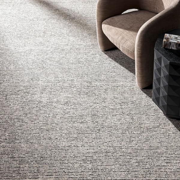 Abstract 9 ft. x 12 ft. Ivory/Black Modern Distressed Area Rug