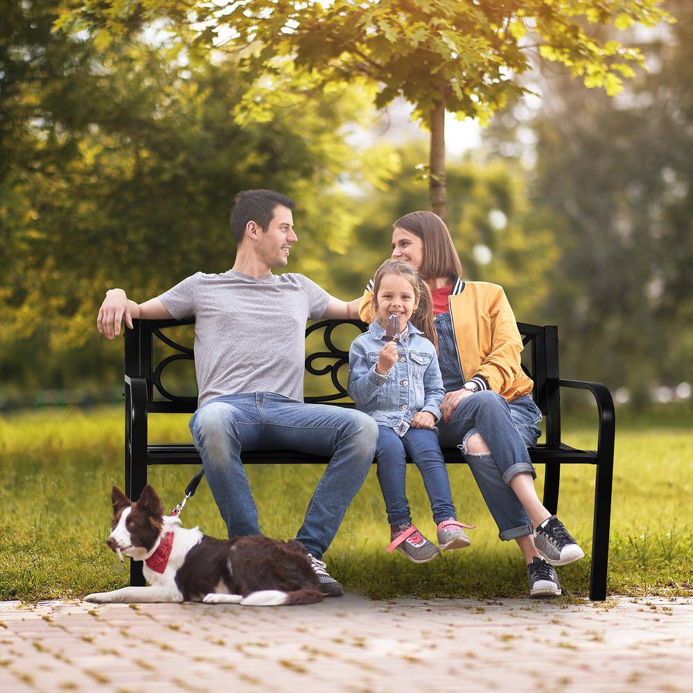 VEVOR 50" Gray Metal Outdoor Garden Bench