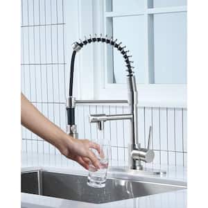 Double Handle Pull Down Sprayer Kitchen Faucet with Advanced Spray, Easy to Pull Out Spray Wand in Brushed Nickel