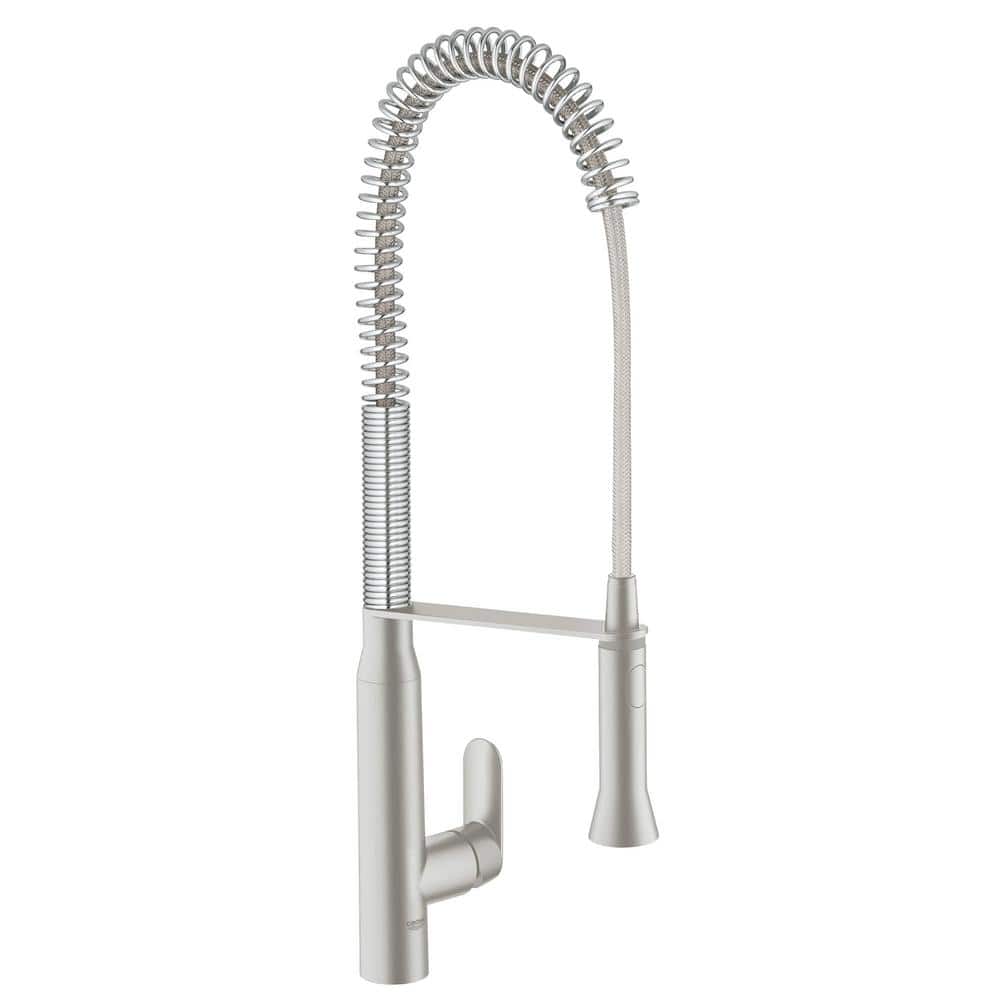 GROHE K7 Semi-Pro Single-Handle Pull-Down Sprayer Kitchen Faucet in Supersteel, Silver -  32951DC0