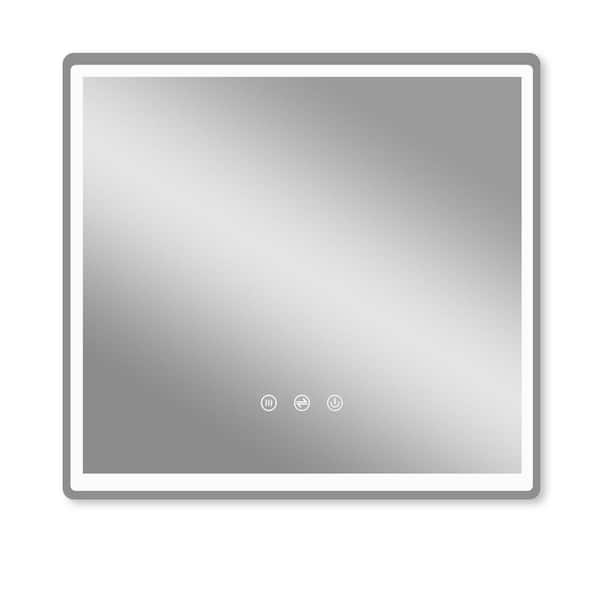 Unbranded Chrome 40 in. W x 36 in. LED Modern Aluminum Alloy Frameless Rectangle Wall Mirror