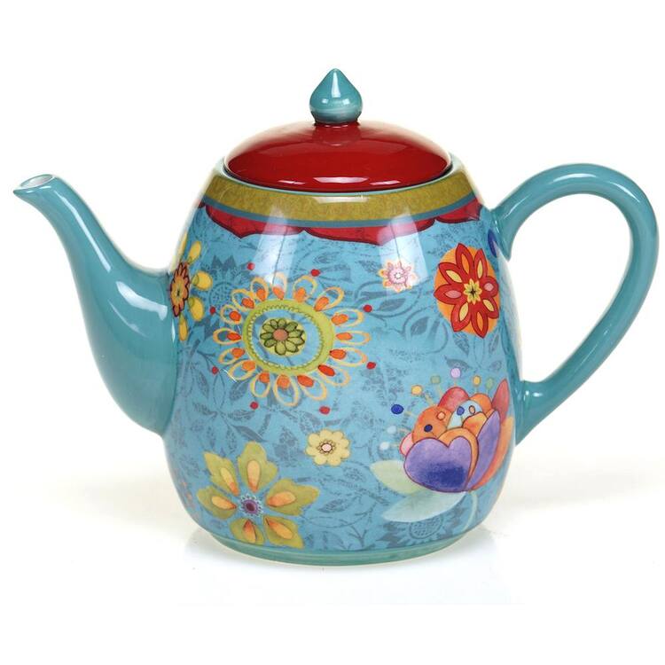 Certified International 22457 Tunisian Sunset Teapot, 40 oz, Multicolor