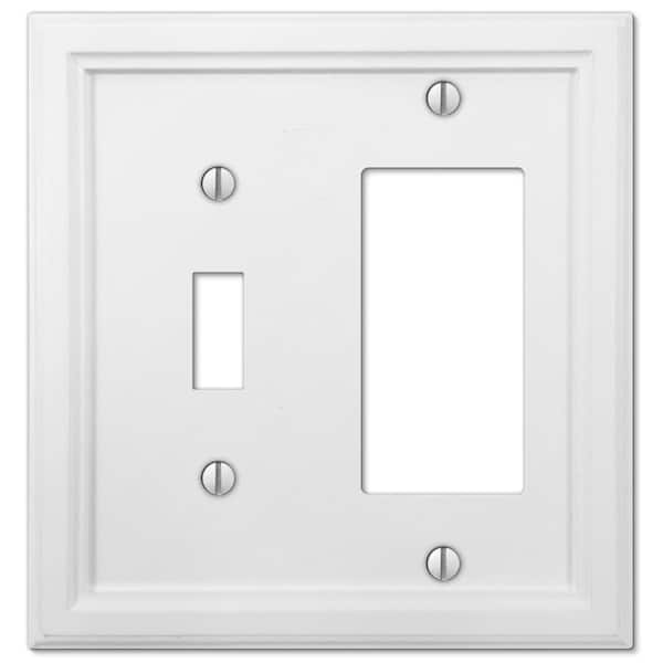 AMERELLE Elly 2 Gang 1-Toggle and 1-Rocker Composite Wall Plate - White
