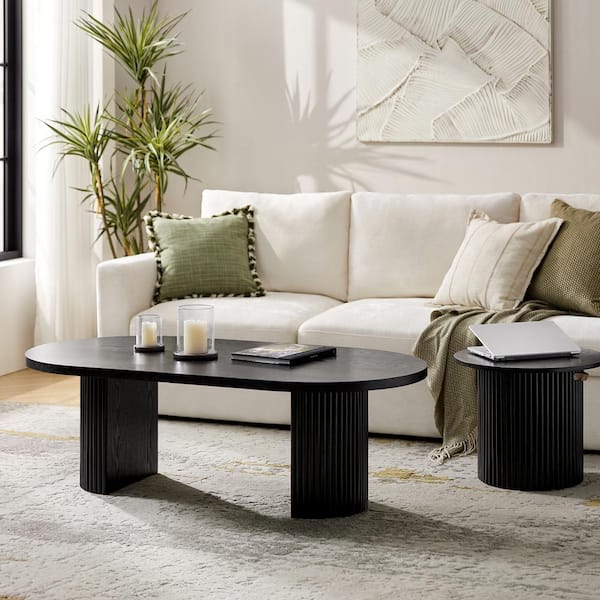 JAYDEN CREATION Roland Black 53 in. W Modern MDF Oval Tall