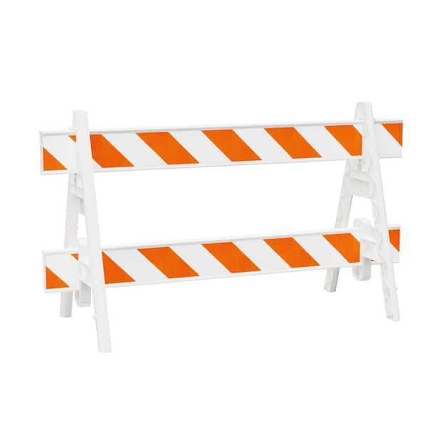 PLASTICADE 8 ft. Engineer Grade Sheeted Omni A-Frame Barricade Set