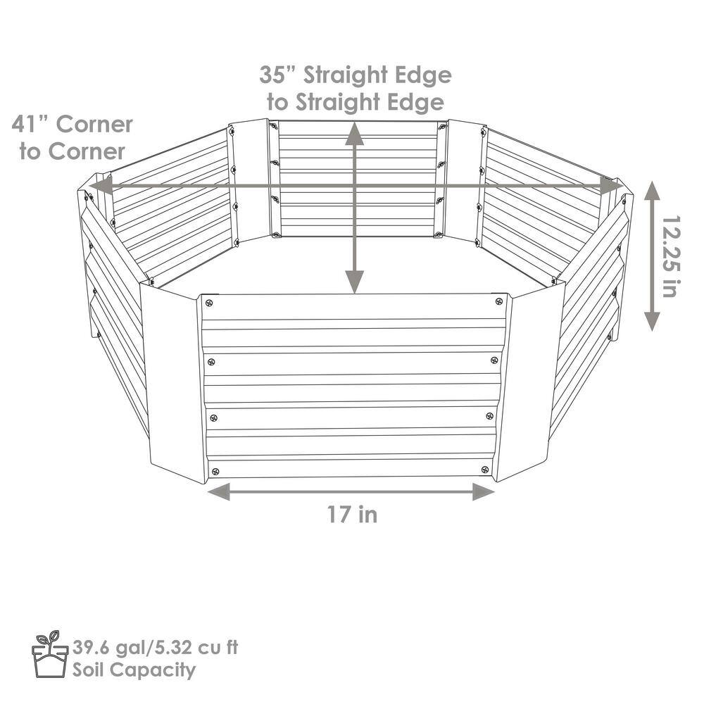 Hexagon Gray Galvanized Steel Raised Garden Bed