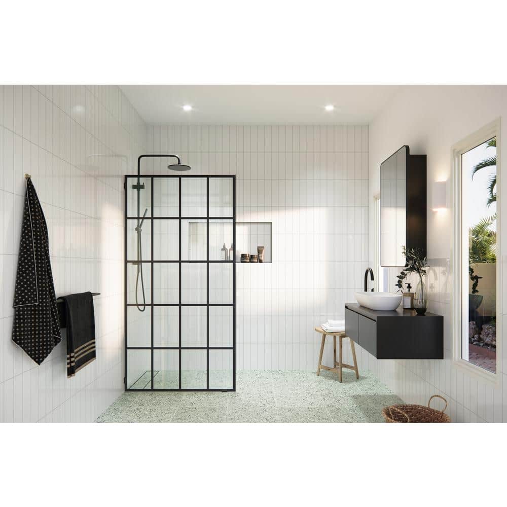 Esprit 38" x 78" Matte Black Glass Shower Panel