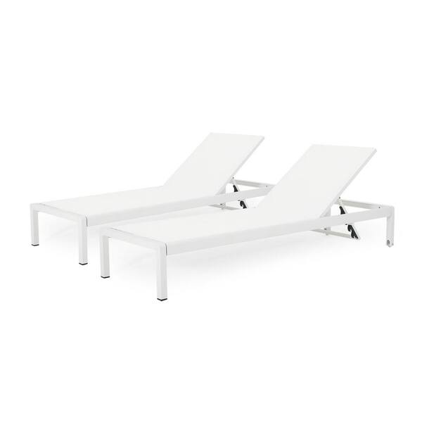 Whimp Pool White Outdoor Chaise Lounge Chair Set of 2, Aluminum Adjustable Pool ...