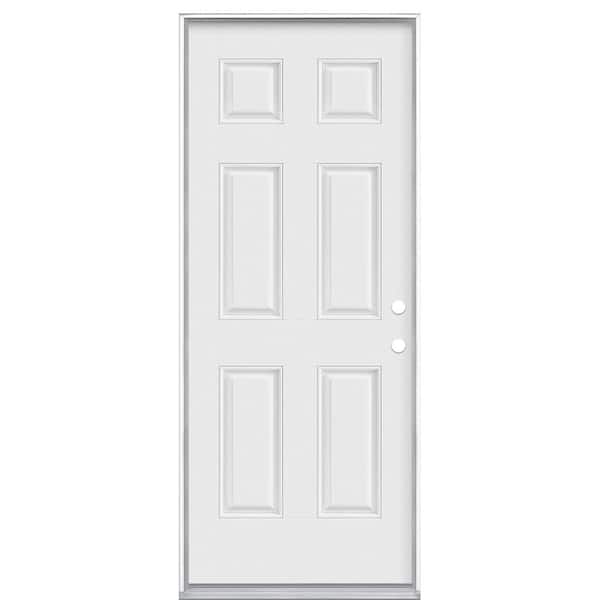 Masonite 32 in. x 80 in. 6-Panel Left Hand Inswing Primed Smooth ...