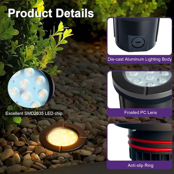 Junview RGBW Low Voltage Landscape Lights – 10-Pack IP67, 16 Colors + 4 Modes, Remote Dimmable (12V-24V)