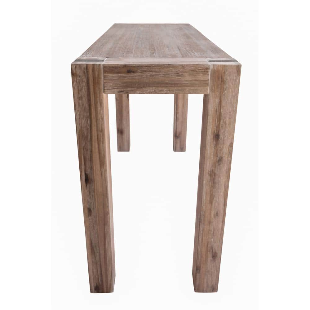 Woodstock Acacia Wood and Bronze Media Console Table, Brushed Driftwood