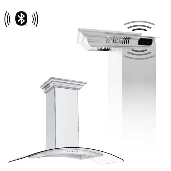ZLINE Kitchen and Bath 48 in. 400 CFM Ducted Vent Wall Mount Range Hood in Stainless Steel & Glass with Built-in CrownSound Bluetooth Speakers