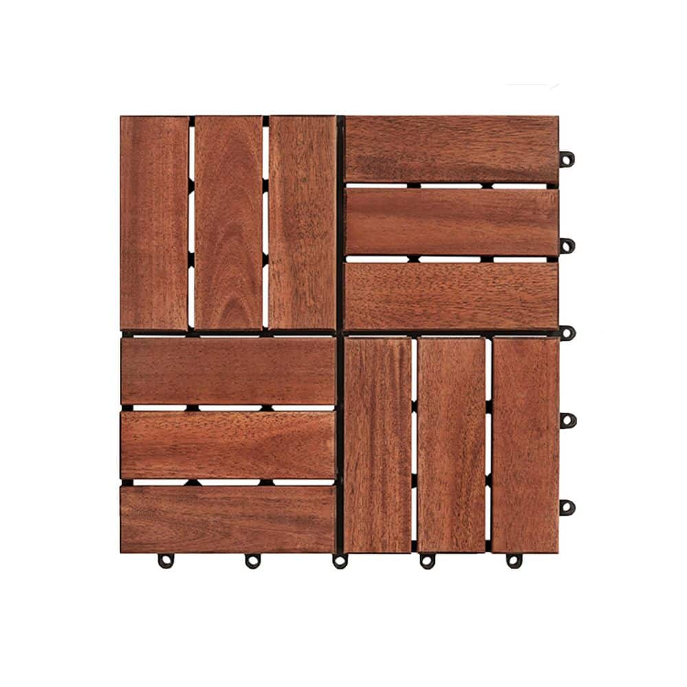 1 ft. x 1 ft. Quick Deck Solid Acacia Wood Deck Tile Checker Pattern (10 sq. ft. per Box) price history on PriceWatchPro