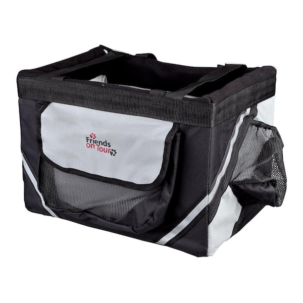TRIXIE Pet Carrier for Bicycle Front Attach with Carry Handles Front-Box in Black/Gray