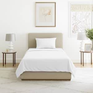 Brushed Microfiber Sheet Set- 3 Piece Bed Linens-Fitted & Flat Sheets (Twin, White)