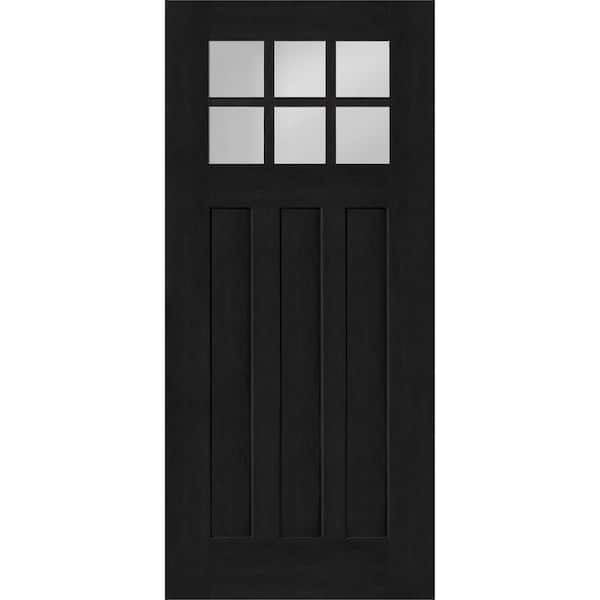 Steves & Sons Regency 36 in. x 80 in. Universal Handing 6-Lite Top Lite Clear Glass Onyx Stain Mahogany Fiberglass Front Door Slab