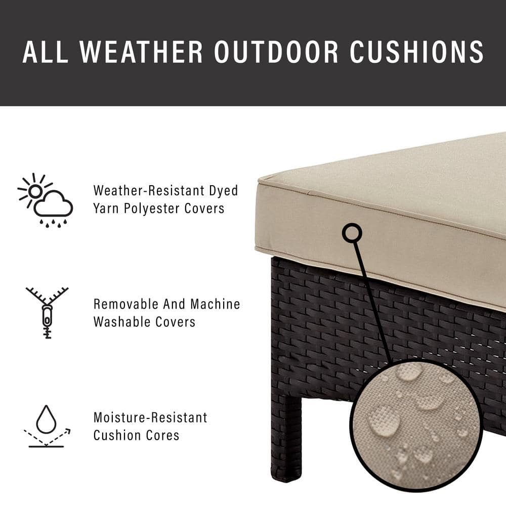 Beige Cushioned Steel Frame Outdoor Chaise Lounge