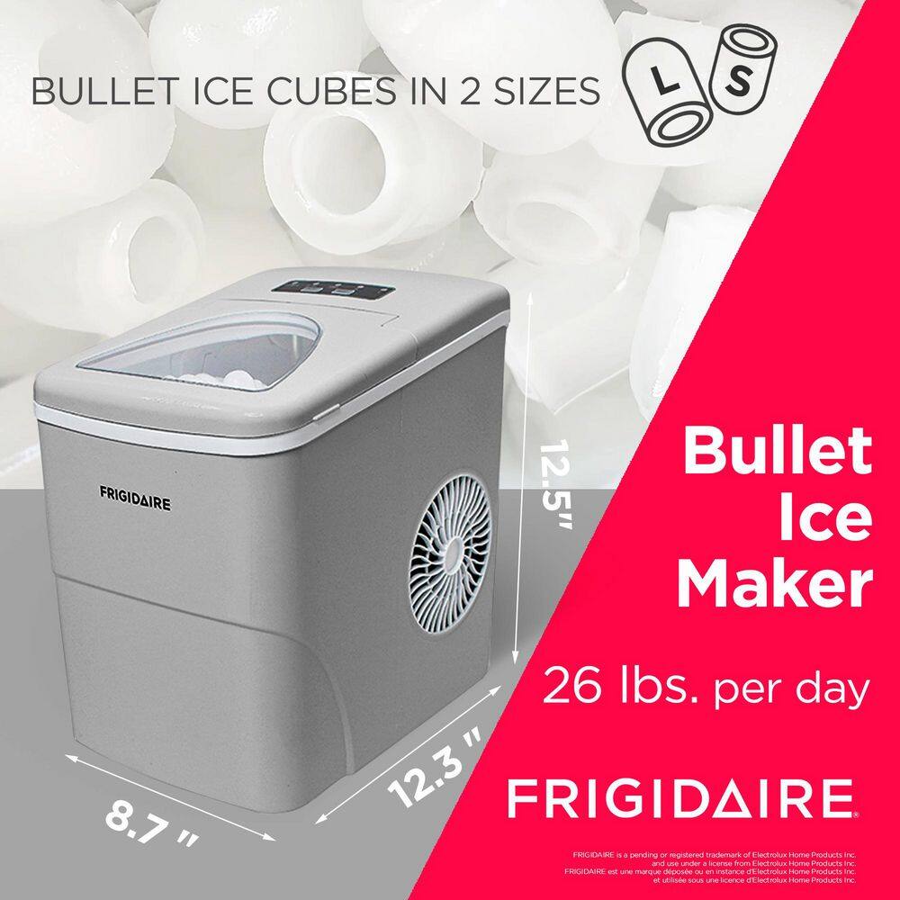 Silver Compact Countertop Portable Ice Maker with 26 lbs Capacity